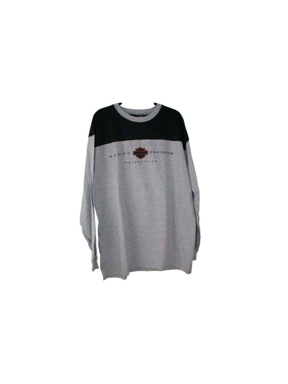 VTG Harley-Davidson Gray & Black Colorblock Long Sleeve T-Shirt XL 100% Cotton